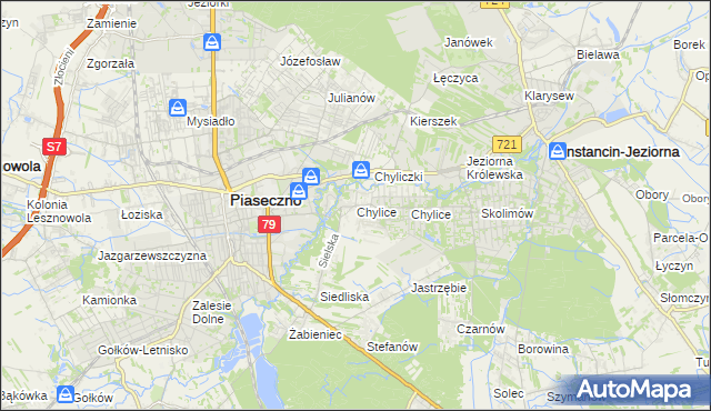 mapa Chylice gmina Piaseczno, Chylice gmina Piaseczno na mapie Targeo