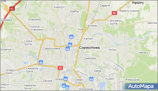 mapa Częstochowy, Częstochowa na mapie Targeo