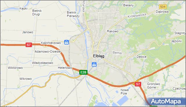 mapa Elbląga, Elbląg na mapie Targeo