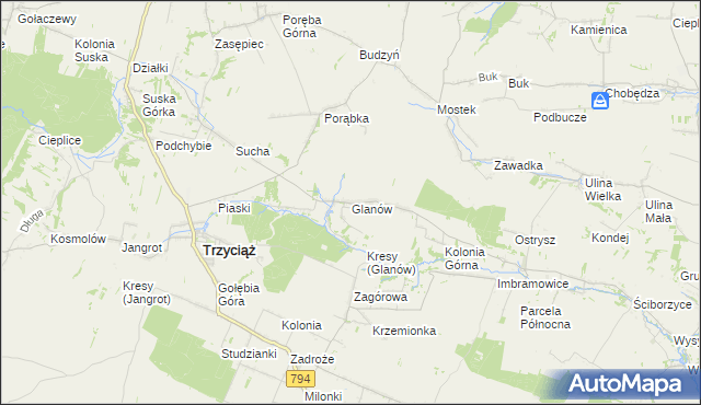 mapa Glanów, Glanów na mapie Targeo