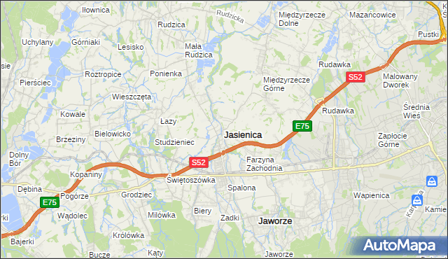 mapa Jasienica powiat bielski, Jasienica powiat bielski na mapie Targeo