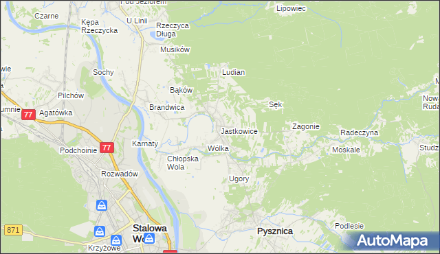 mapa Jastkowice, Jastkowice na mapie Targeo