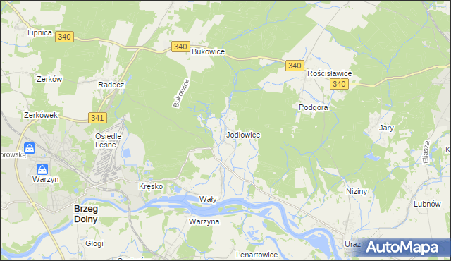 mapa Jodłowice, Jodłowice na mapie Targeo