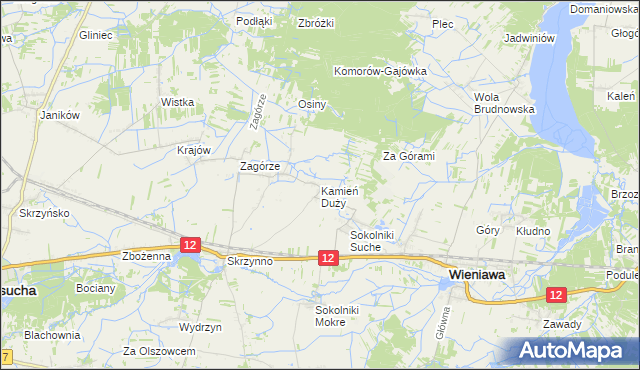 mapa Kamień Duży gmina Wieniawa, Kamień Duży gmina Wieniawa na mapie Targeo