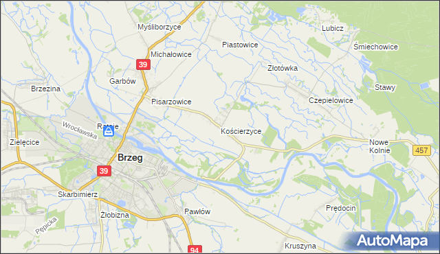 mapa Kościerzyce, Kościerzyce na mapie Targeo