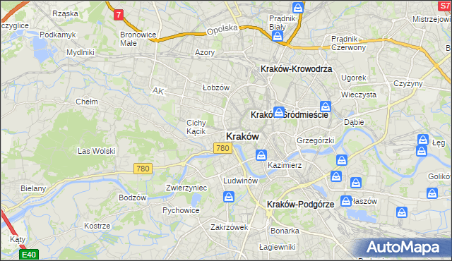 mapa Krakowa, Kraków na mapie Targeo