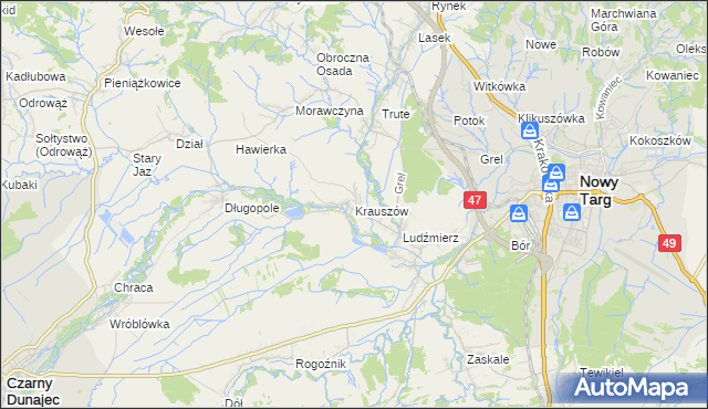 mapa Krauszów, Krauszów na mapie Targeo