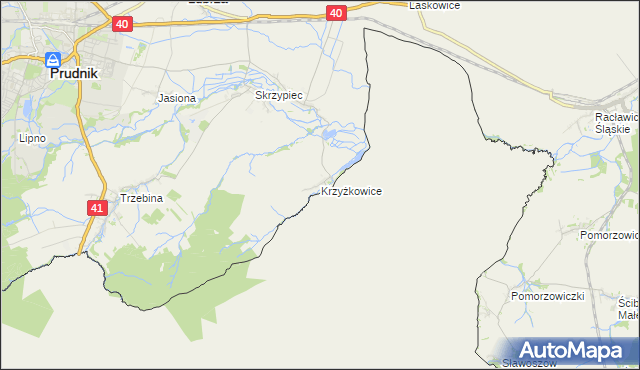 mapa Krzyżkowice, Krzyżkowice na mapie Targeo