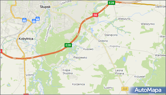 mapa Kusowo gmina Słupsk, Kusowo gmina Słupsk na mapie Targeo