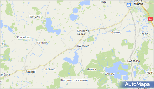 mapa Kwiecewo, Kwiecewo na mapie Targeo