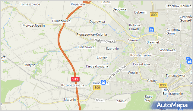 mapa Lipniak gmina Konopnica, Lipniak gmina Konopnica na mapie Targeo