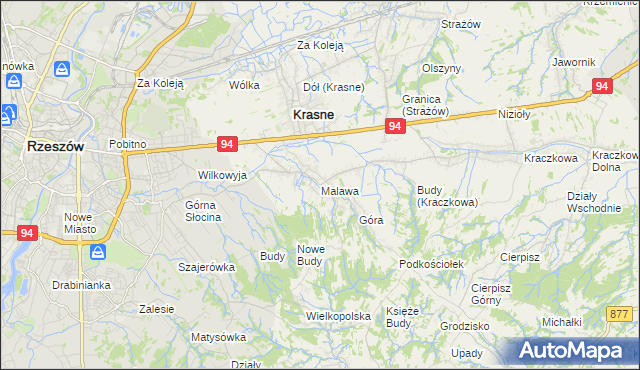 mapa Malawa gmina Krasne, Malawa gmina Krasne na mapie Targeo