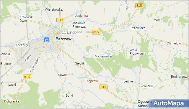 mapa Michałówka gmina Parczew, Michałówka gmina Parczew na mapie Targeo