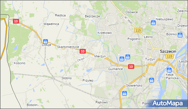 mapa Mierzyn gmina Dobra (Szczecińska), Mierzyn gmina Dobra (Szczecińska) na mapie Targeo