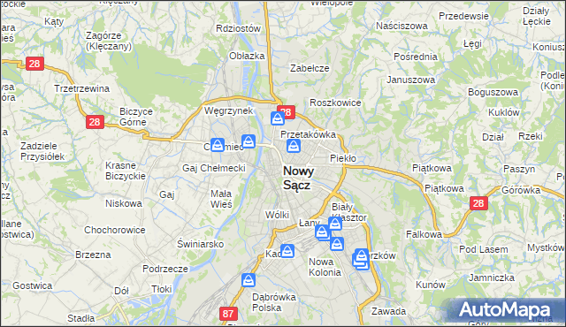 mapa Nowego Sącza, Nowy Sącz na mapie Targeo