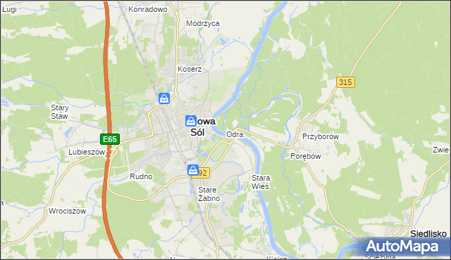 mapa Odra gmina Nowa Sól, Odra gmina Nowa Sól na mapie Targeo