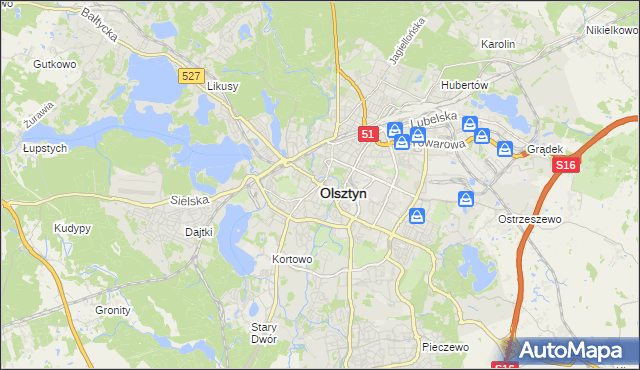 mapa Olsztyna, Olsztyn na mapie Targeo