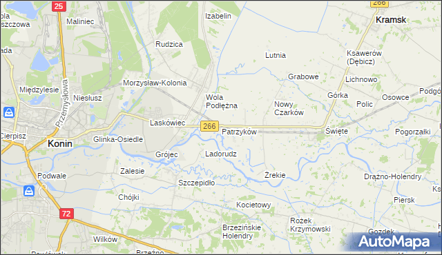 mapa Patrzyków gmina Kramsk, Patrzyków gmina Kramsk na mapie Targeo