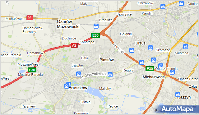 mapa Piastów powiat pruszkowski, Piastów powiat pruszkowski na mapie Targeo