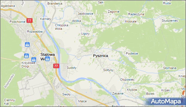 mapa Pysznica, Pysznica na mapie Targeo