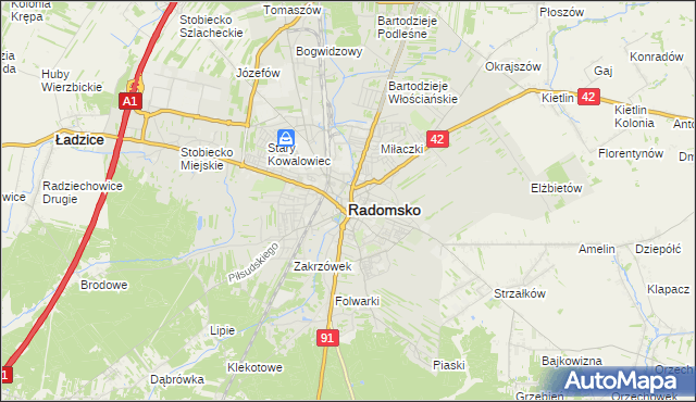 mapa Radomsko, Radomsko na mapie Targeo