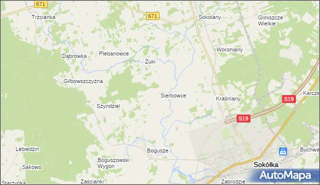 mapa Sierbowce, Sierbowce na mapie Targeo