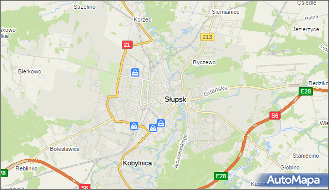 mapa Słupska, Słupsk na mapie Targeo