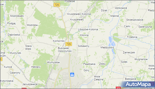 mapa Sobawiny, Sobawiny na mapie Targeo