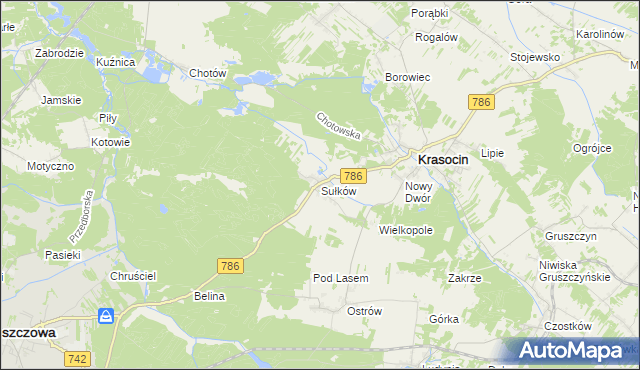 mapa Sułków gmina Krasocin, Sułków gmina Krasocin na mapie Targeo