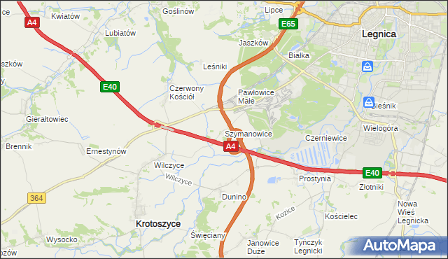 mapa Szymanowice gmina Krotoszyce, Szymanowice gmina Krotoszyce na mapie Targeo