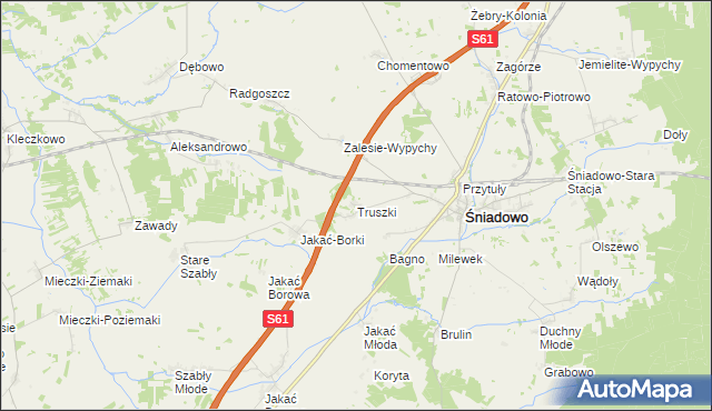 mapa Truszki gmina Śniadowo, Truszki gmina Śniadowo na mapie Targeo