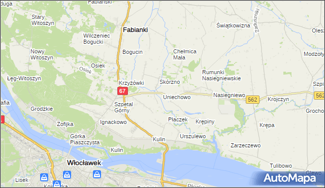 mapa Uniechowo, Uniechowo na mapie Targeo