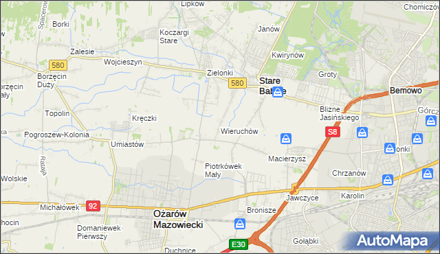 mapa Wieruchów, Wieruchów na mapie Targeo