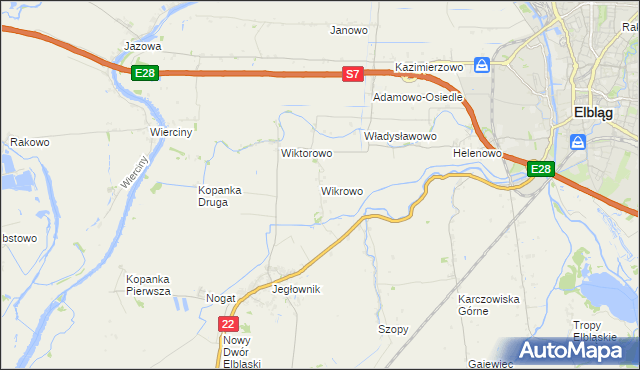 mapa Wikrowo gmina Gronowo Elbląskie, Wikrowo gmina Gronowo Elbląskie na mapie Targeo