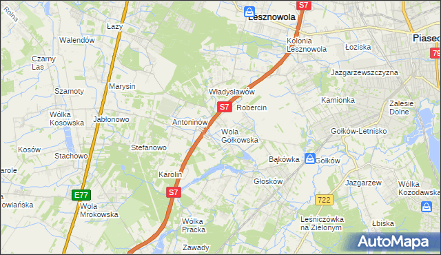 mapa Wola Gołkowska, Wola Gołkowska na mapie Targeo