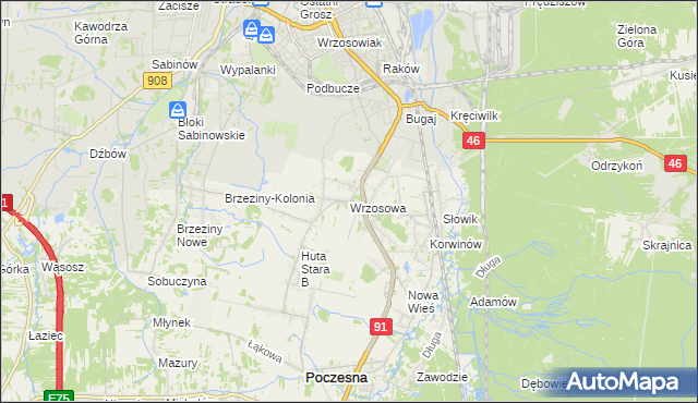mapa Wrzosowa, Wrzosowa na mapie Targeo
