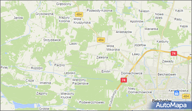 mapa Zalesna, Zalesna na mapie Targeo
