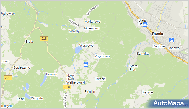 mapa Zbychowo, Zbychowo na mapie Targeo