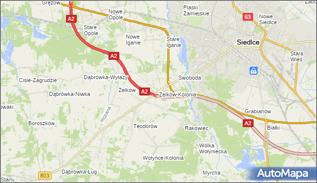 mapa Żelków-Kolonia, Żelków-Kolonia na mapie Targeo