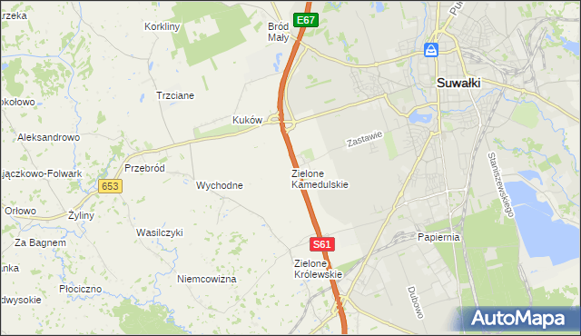 mapa Zielone Kamedulskie, Zielone Kamedulskie na mapie Targeo