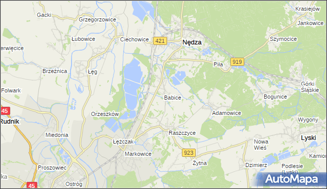 mapa Babice gmina Nędza, Babice gmina Nędza na mapie Targeo