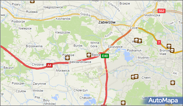 mapa Balice gmina Zabierzów, Balice gmina Zabierzów na mapie Targeo