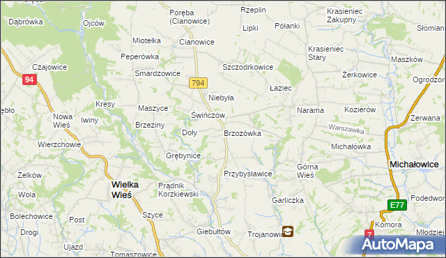 mapa Brzozówka gmina Zielonki, Brzozówka gmina Zielonki na mapie Targeo