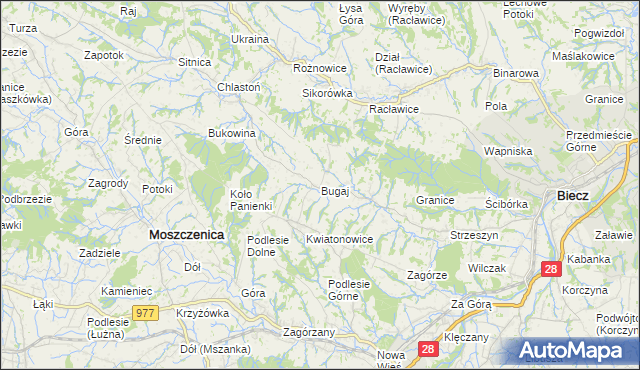 mapa Bugaj gmina Biecz, Bugaj gmina Biecz na mapie Targeo