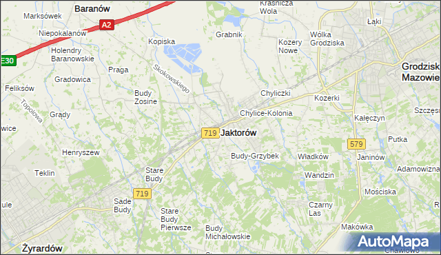 mapa Jaktorów, Jaktorów na mapie Targeo