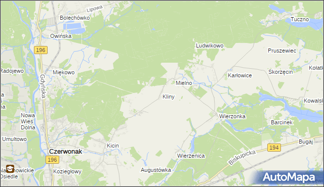 mapa Kliny gmina Czerwonak, Kliny gmina Czerwonak na mapie Targeo