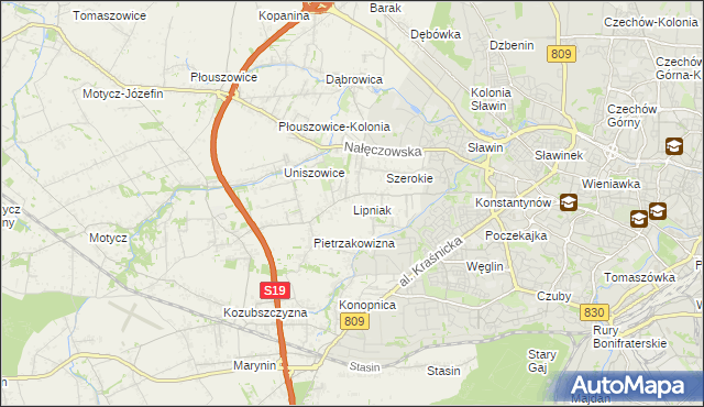 mapa Lipniak gmina Konopnica, Lipniak gmina Konopnica na mapie Targeo