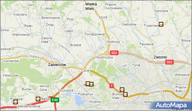 mapa Modlniczka, Modlniczka na mapie Targeo