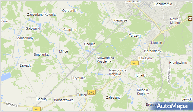 mapa Niewodnica Kościelna, Niewodnica Kościelna na mapie Targeo