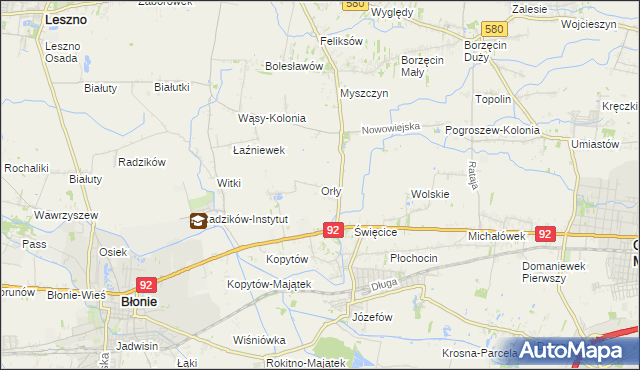 mapa Orły gmina Ożarów Mazowiecki, Orły gmina Ożarów Mazowiecki na mapie Targeo